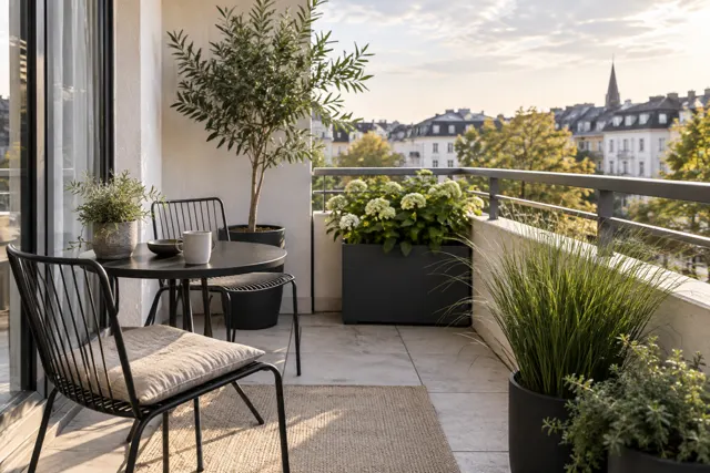 minimalistischer balkon – KI-Illustration